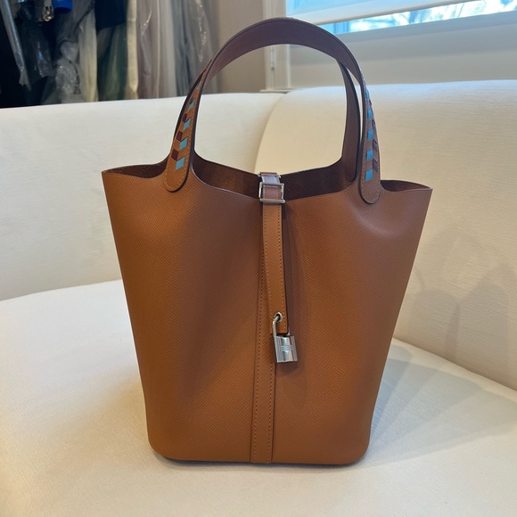 Hermes 2019 limited edition Tressage Gold Epsom Picotin MM - Picture 2 of 12